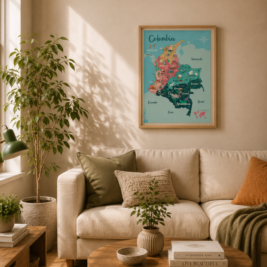 Afiche Mapa departamentos de Colombia